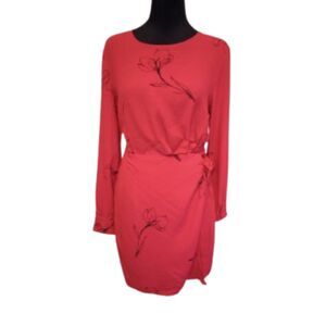 Astr The Label Women's Size Small Red & Black Wrap Mini Dress NWT